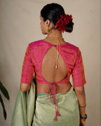 Seher Handwoven Linen Zari Blouse - Eknoor