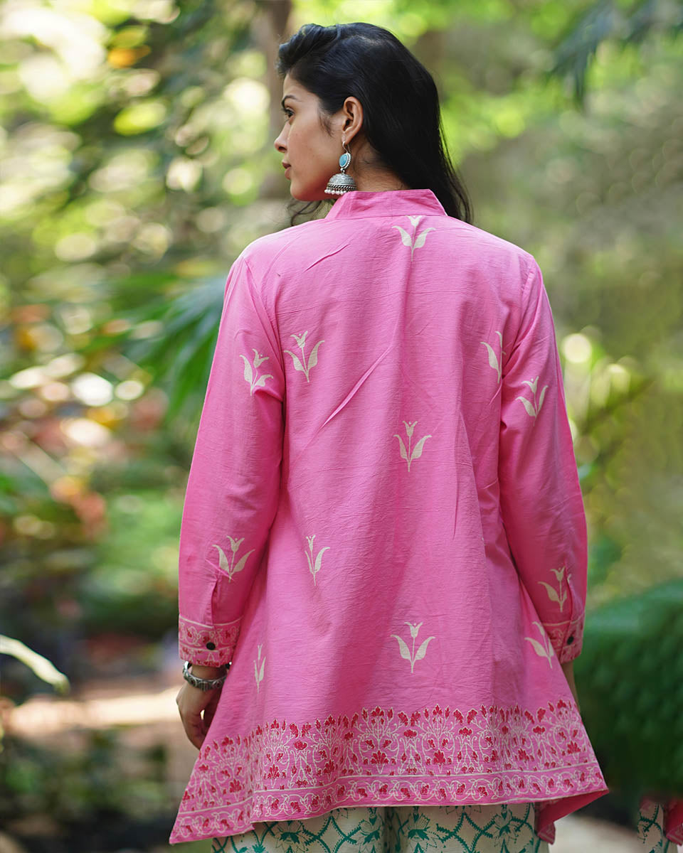 Magnoliaâ€™s Mist Pink Handblock Top - MMG