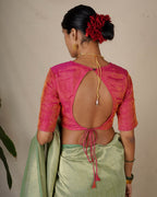 Seher Handwoven Linen Zari Blouse - Eknoor