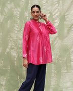 Tera Khumaar Pink Handblock Printed Chanderi Silk Kurti - CHD