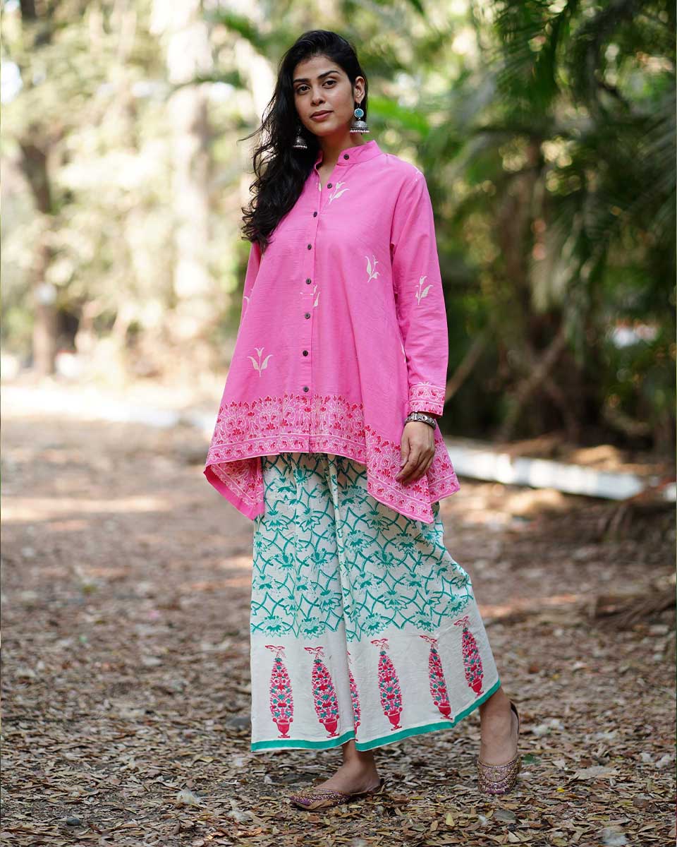 Magnoliaâ€™s Mist Pink Handblock Top - MMG