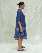 Megh Malhar Blue Handblock Print Cotton Dress - INDI
