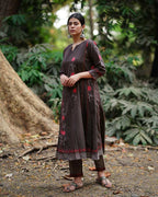 Badal Si Tu Brown Block Printed Cotton Kurti - WW