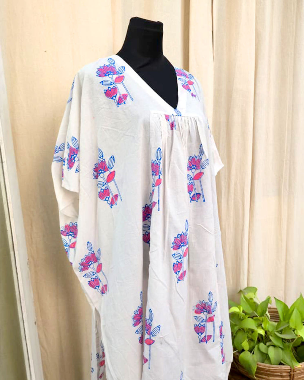 Nayra White handblock printed Cotton dress - Love Despite