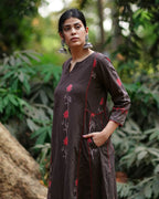 Badal Si Tu Brown Block Printed Cotton Kurti - WW