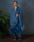 Shyama Teal Green Hand Block Printed Dupatta-MYA