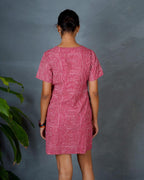 Nivara Red Hand Block Printed Dress-MYA