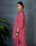 Tarini Red Hand Block Printed Top-MYA