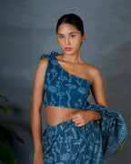 Inaya Teal Green Hand Block Printed Blouse-MYA