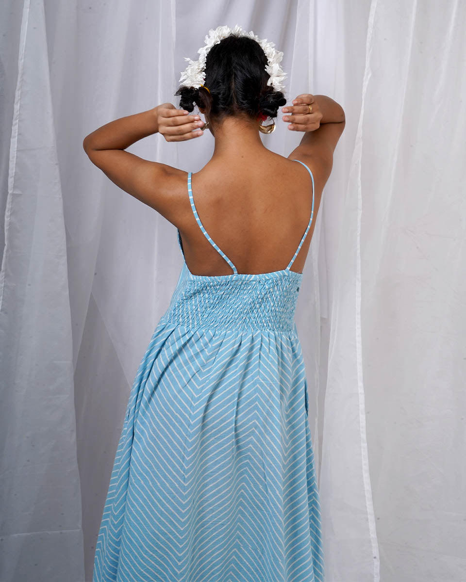 Gudiya Blue Hand Block Printed Dress-BAD