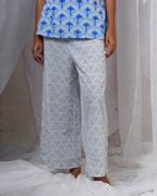 Anvi Blue Hand Block Printed Bottom Pant-BAD