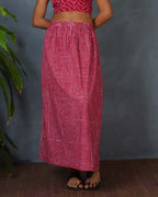 Saaya Red Hand Block Printed Skirt-MYA