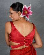 Hold Glow Red Mashru Silk Blouse - TARA