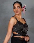 Rise Bright Black Mashru Silk Blouse - TARA