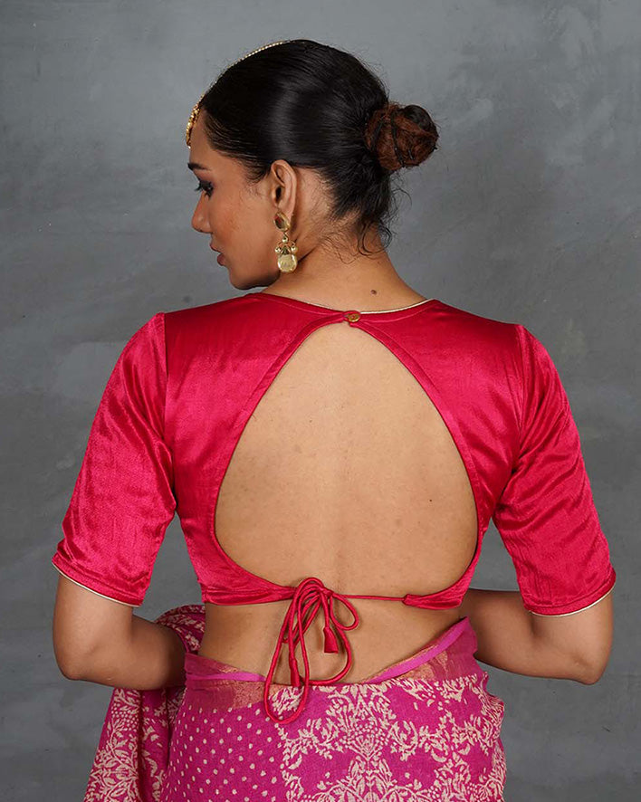 Aahana Magneta Pink Mashru Silk Blouse - TARA