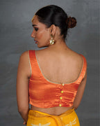 Rivya Orange Mashru Silk Blouse - TARA