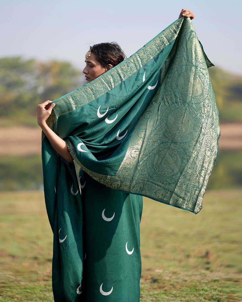 Bansari Blockprinted Dola Silk Saree - RB