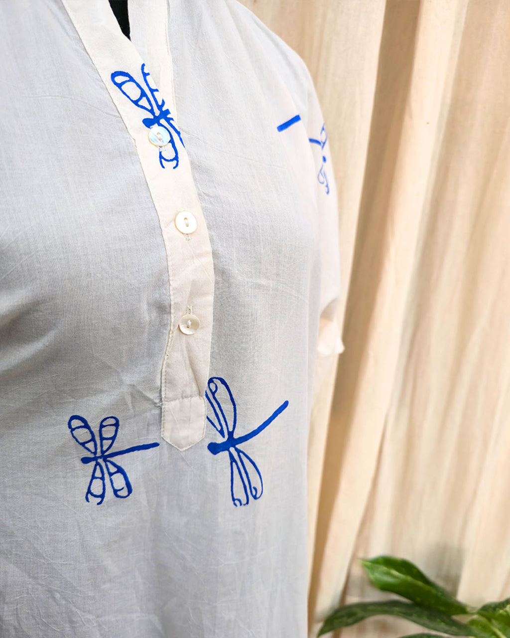 Aaradhya White Handblock printed cotton kurta - Love Despite