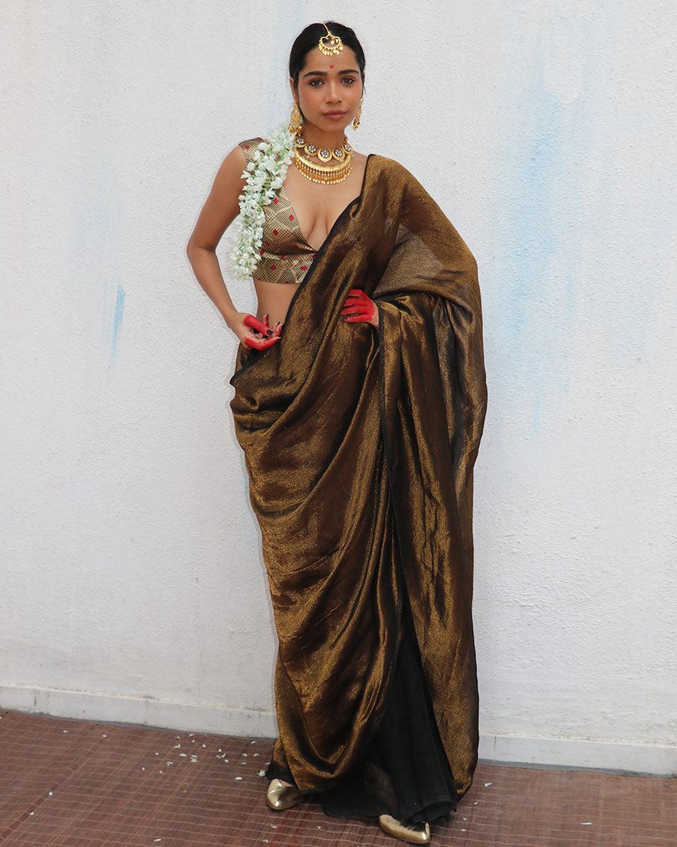 Linen zari saree | Linen saree | Linen saree online | Chidiyaa