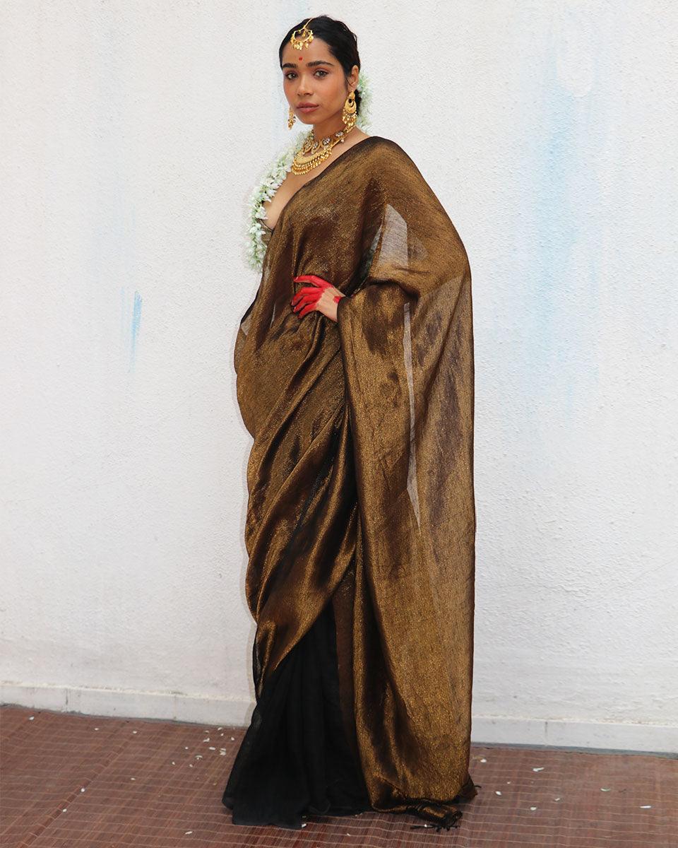 Linen zari saree | Linen saree | Linen saree online | Chidiyaa