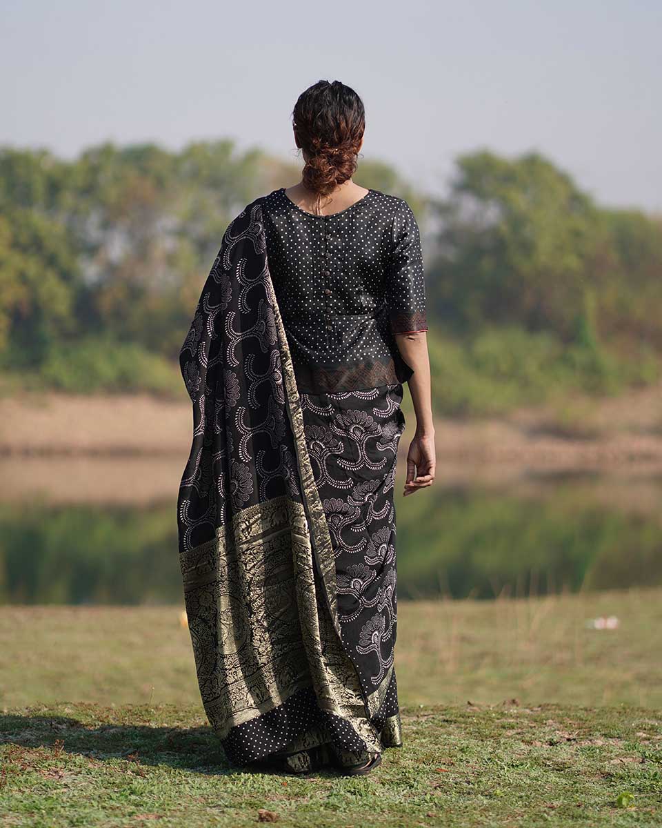Rasika Blockprinted Dola Silk Saree - RB