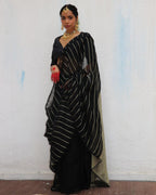 Binodini Handwoven Linen Zari Saree