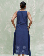 Asravi Blue Handblock Print Cotton Dress - INDI