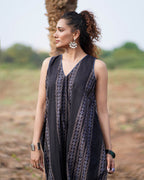 Floating Poems Blockprinted Cotton Dress-WWB