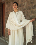 Swanâ€™s Breath Ivory Block Printed Dupatta - SFD