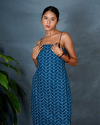 Anaya Teal Green Hand Block Printed Dress-MYA