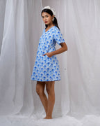 Ira Blue Hand Block Printed Dress-BAD