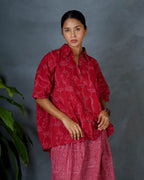 Myra Red Hand Block Printed Top-MYA