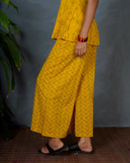 Rhea Yellow Hand Block Printed Bottom Pant-MYA