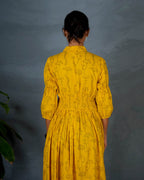 Ziya Yellow Hand Block Printed Dress-MYA
