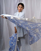 Milu Blue Hand Block Printed Dupatta-BAD
