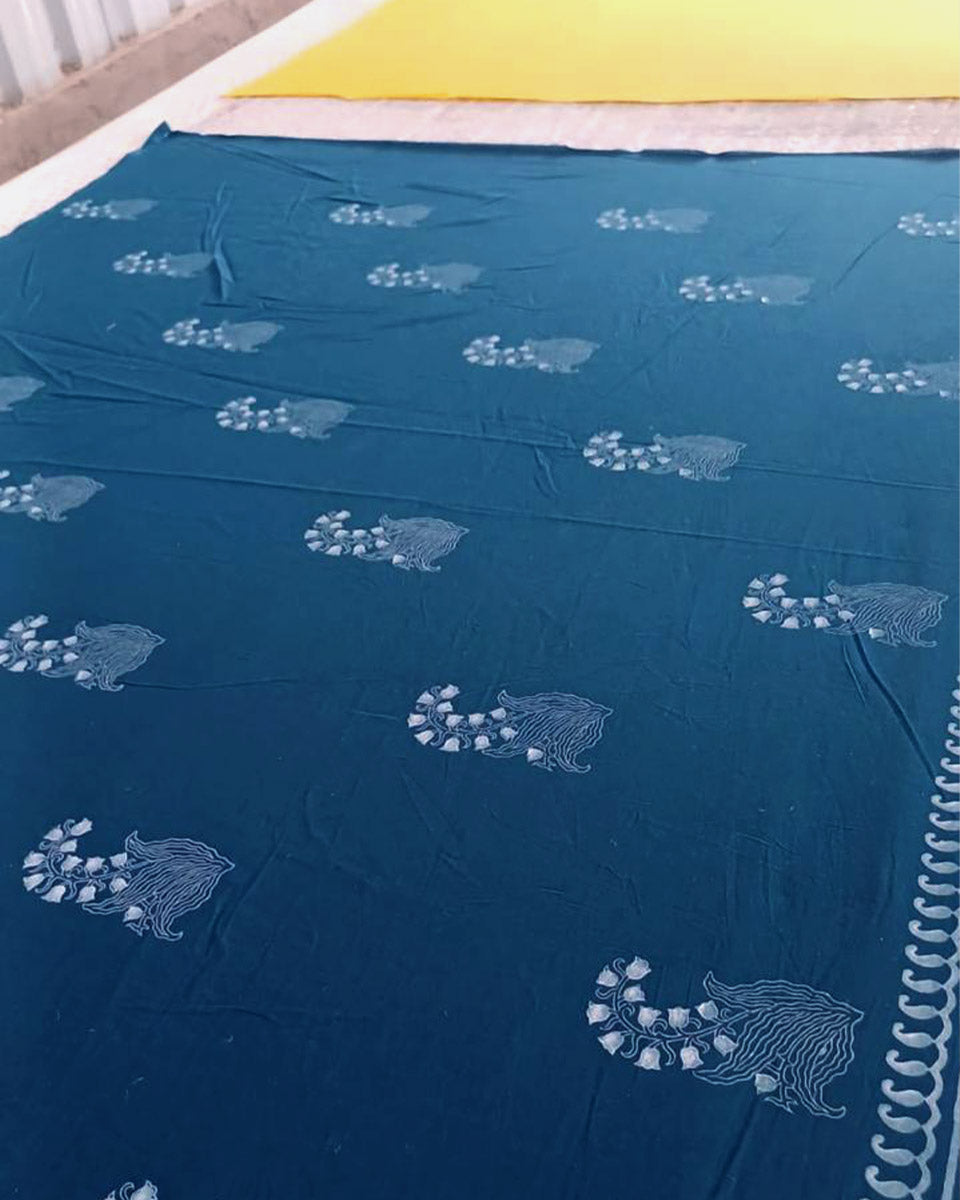 Abhrini Teal Green Hand Block Printed Kurta -MYA