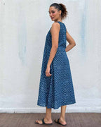 Butterfly Pea Blockprinted Cotton Dress