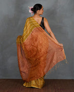Catch Stars Mustard Gold Handwoven Linen Saree - TARA