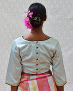 Aqua Green Hand Embroidered Mashru Silk Blouse - Bgvl