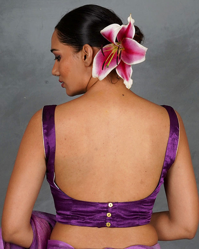 Lead Light Purple Mashru Silk Blouse - TARA