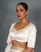 Mahira Ivory Mashru Silk Blouse - TARA