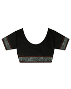 Blush of Dusk Black Block printed Cotton Saree