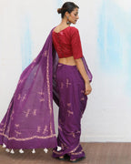 Shallot Handblockprinted Cotton Saree - Fmtm