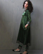 Aranya Block printed Mashru Silk Kurta Set