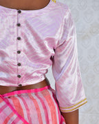 Lavender Sip Handblockprinted Mashru Silk Blouse - Bgvl