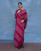 Labanya Maroon Handblock Printed Cotton Saree - Soil