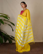 Arunima Yellow Handwoven Linen Zari Saree - Eknoor