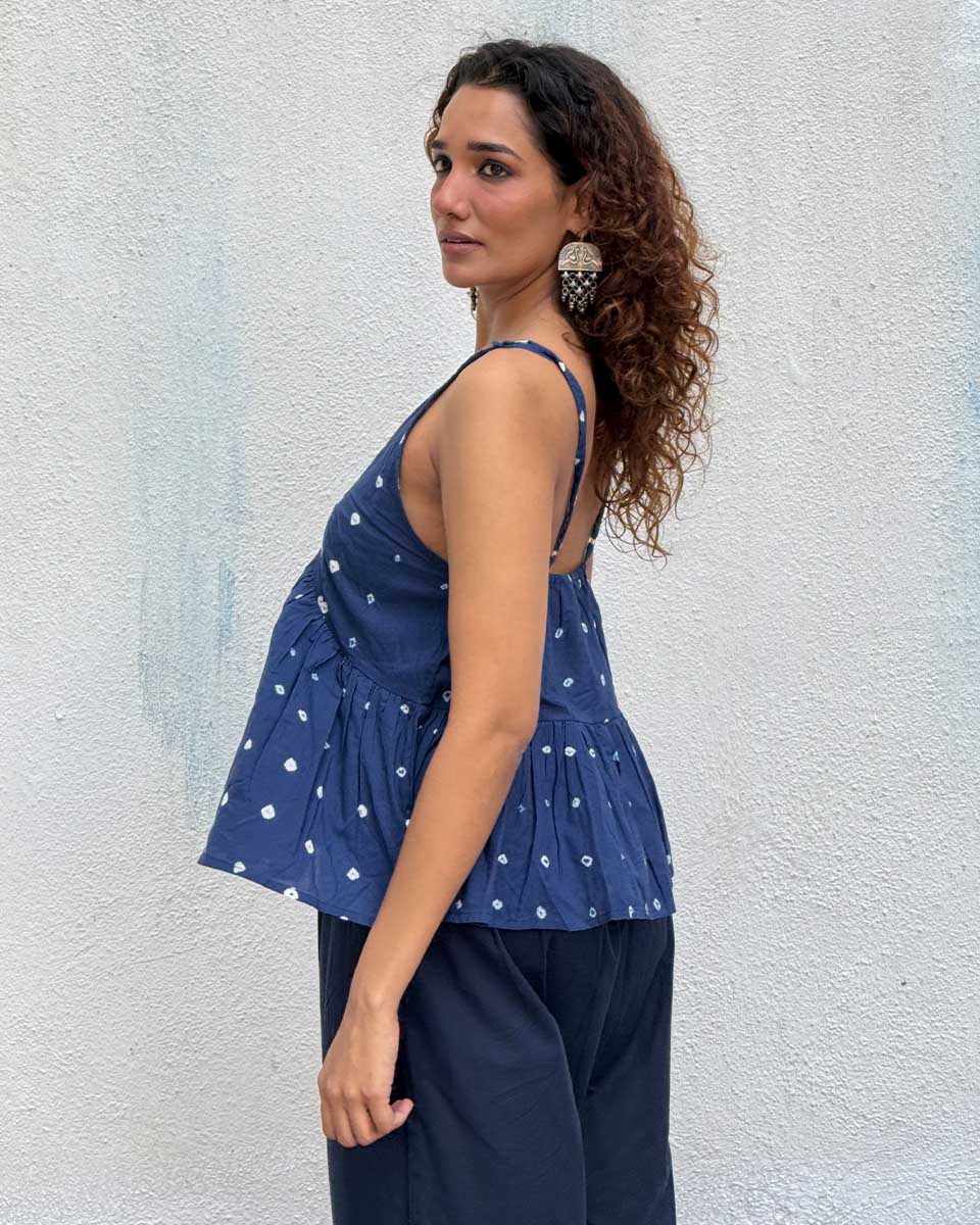Sapphire Spell Bandhej Cotton Top
