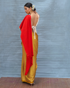 Calm Glide Yellow Handblock Print Modal Silk Saree - Flow