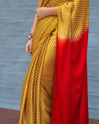 Calm Glide Yellow Handblock Print Modal Silk Saree - Flow